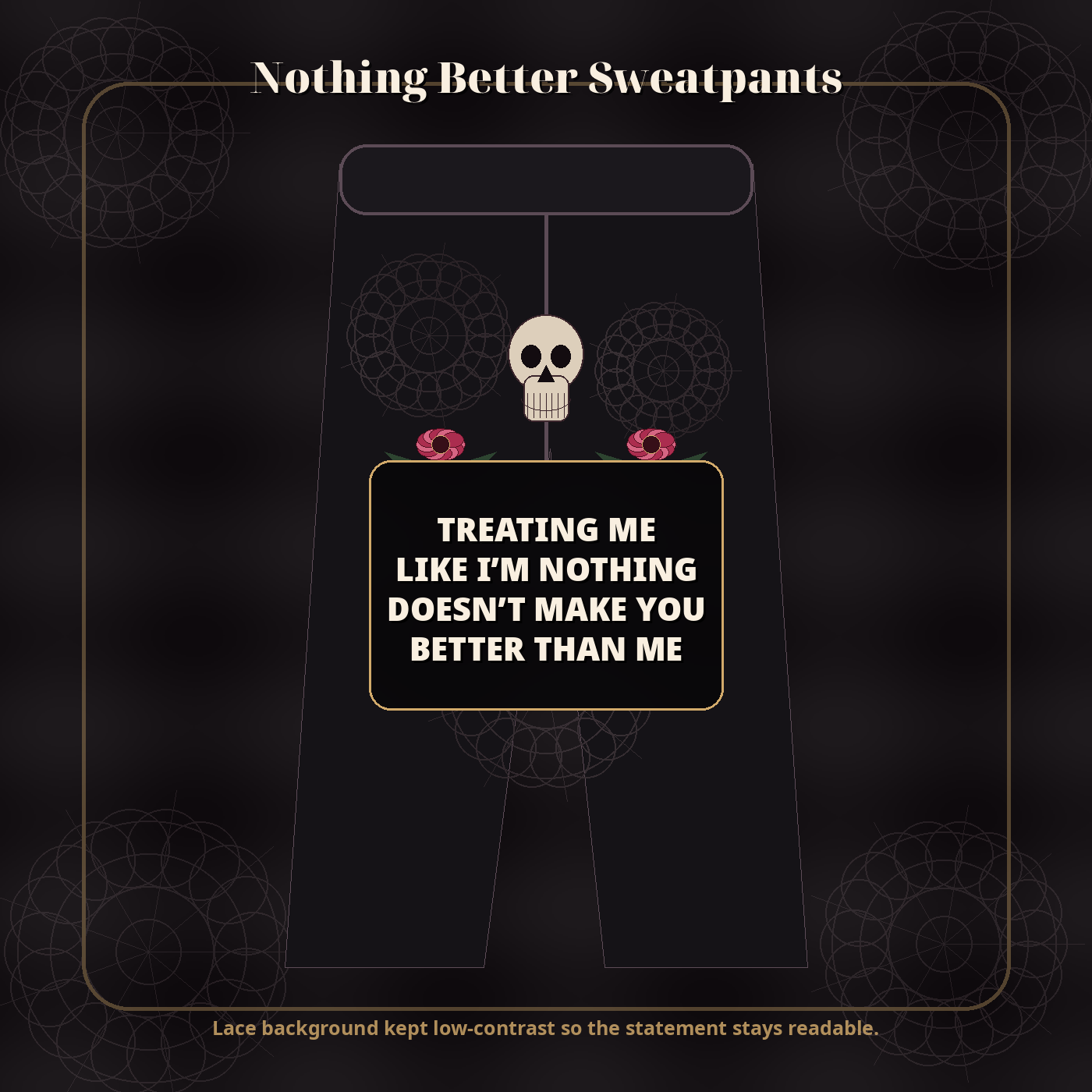 Nothing Better Skull Lace Sweatpants apparel visual
